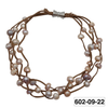 602-09-22-S Tan Suede 4-Strand Multi Pearl Necklace