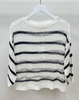 Stripe Crochet Crew Neck Knit Top