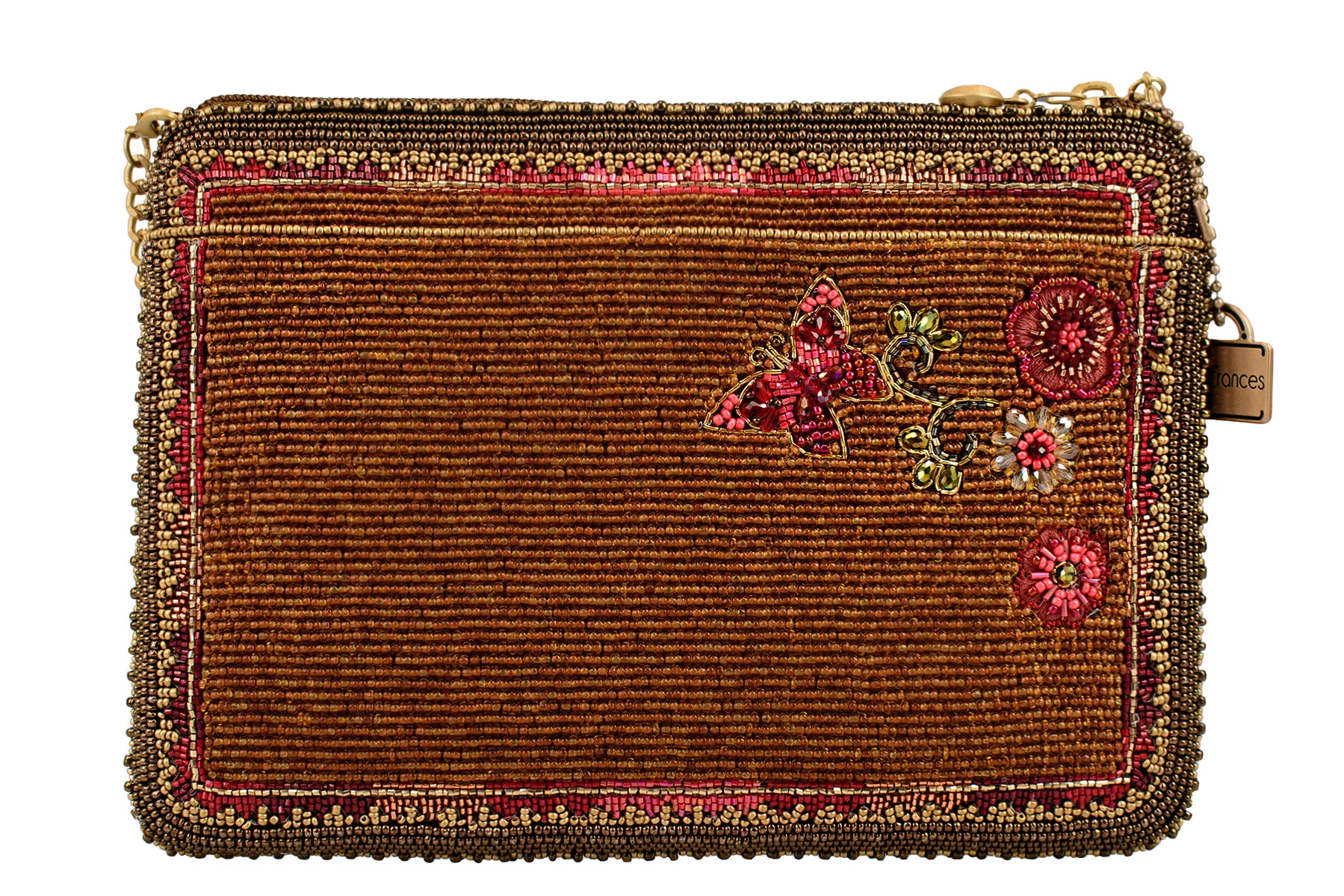 Time Traveler Rose Vent Gold and Pink Beaded Mini Crossbody
