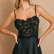 Convertible Lace Satin Corset Midi Dress-front detail