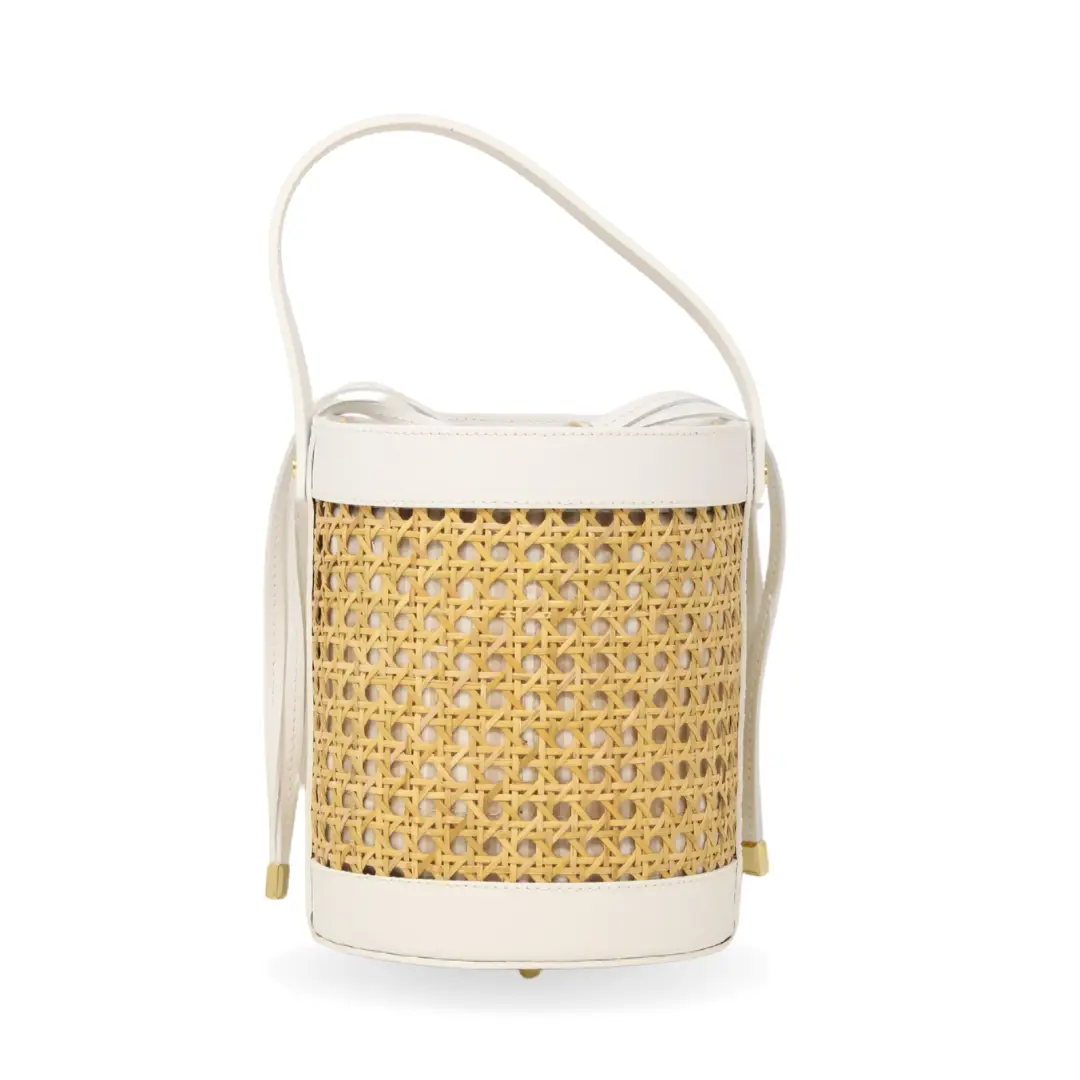 Genuine Italian Leather Bucket Bag, white