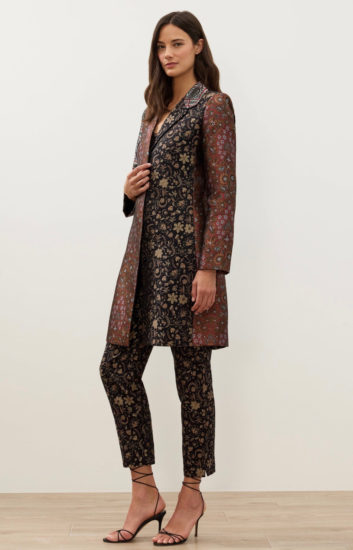 Johnny Was Limited Edition Jacquard Coat, black-side
