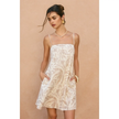 Driftwood Dreams Babydoll A Line Mini Dress, tropical leaf print-front