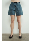 Barrel Denim Shorts med wash front