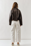 Vintage Washed Leather Jacket brown back
