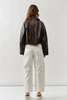 Vintage Washed Leather Jacket brown back

