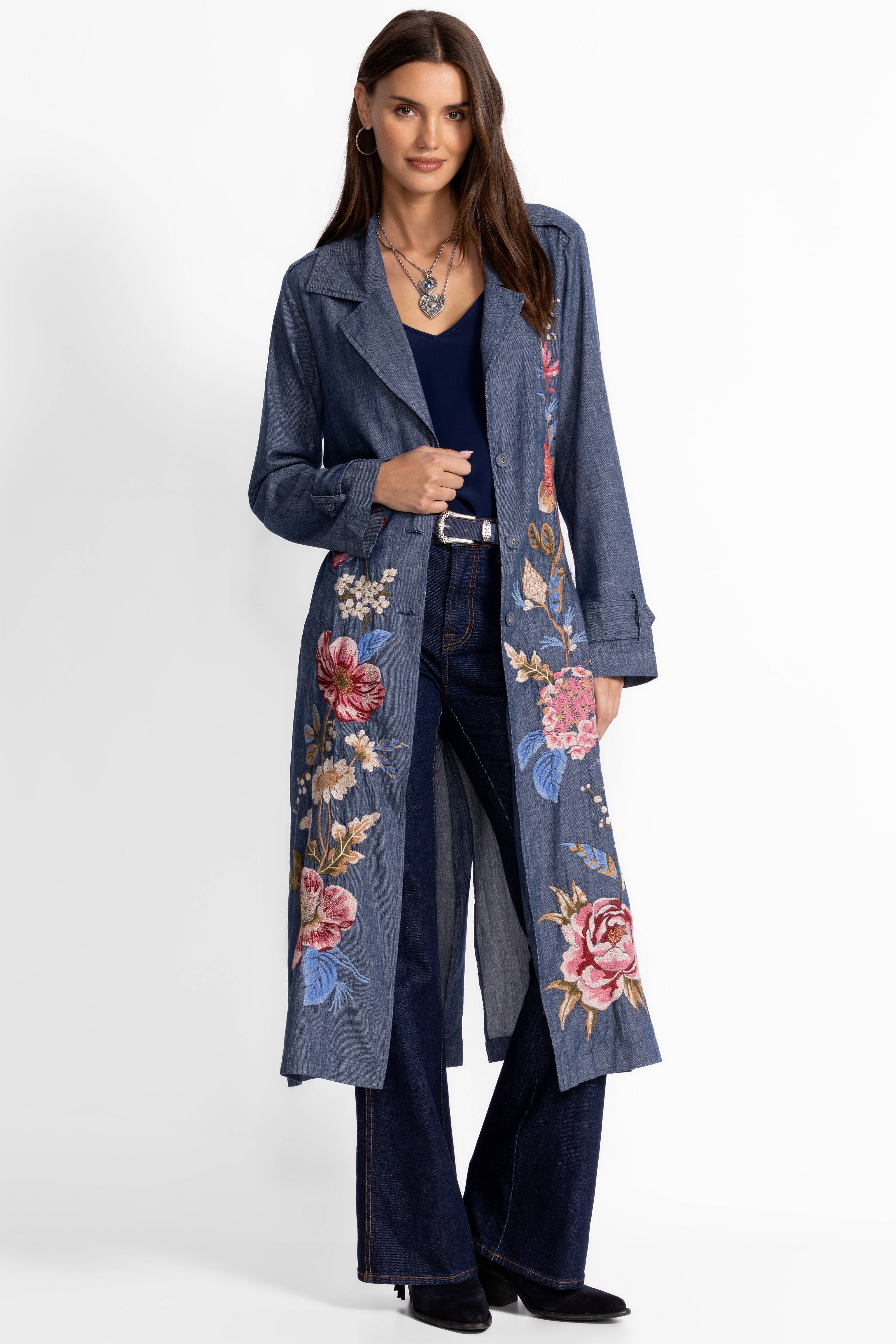 Johnny was Denim Trench Coat front
