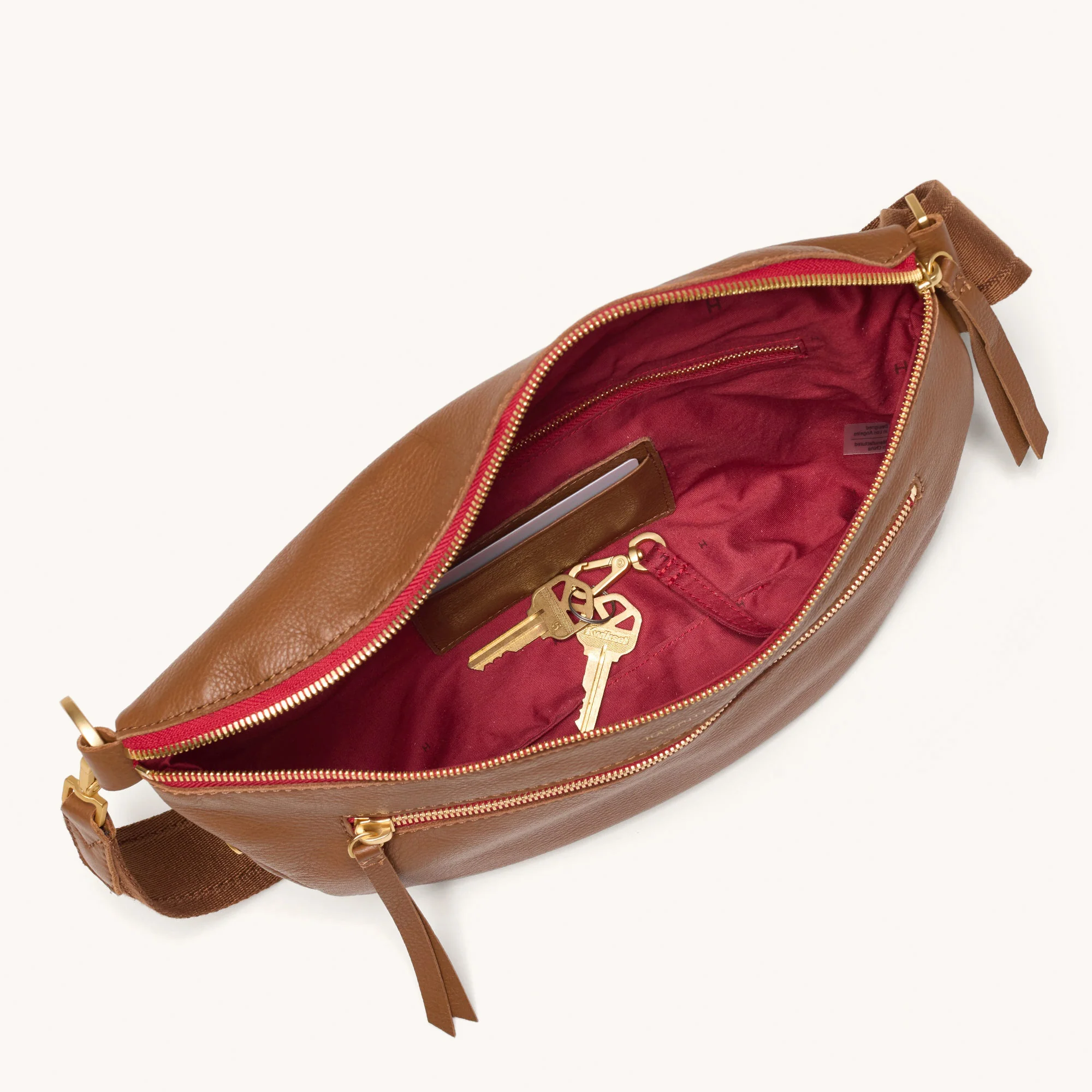 *Charles Crossbody Lrg-Mahogany Pebble top/inside