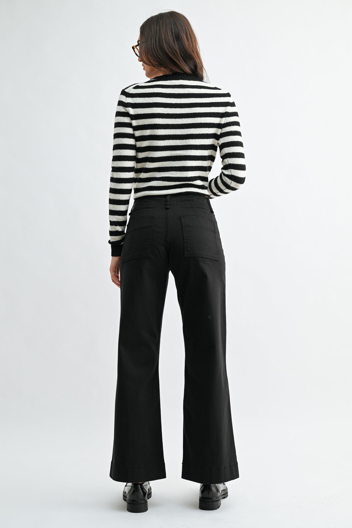 TWILL WIDE LEG TROUSER PANT