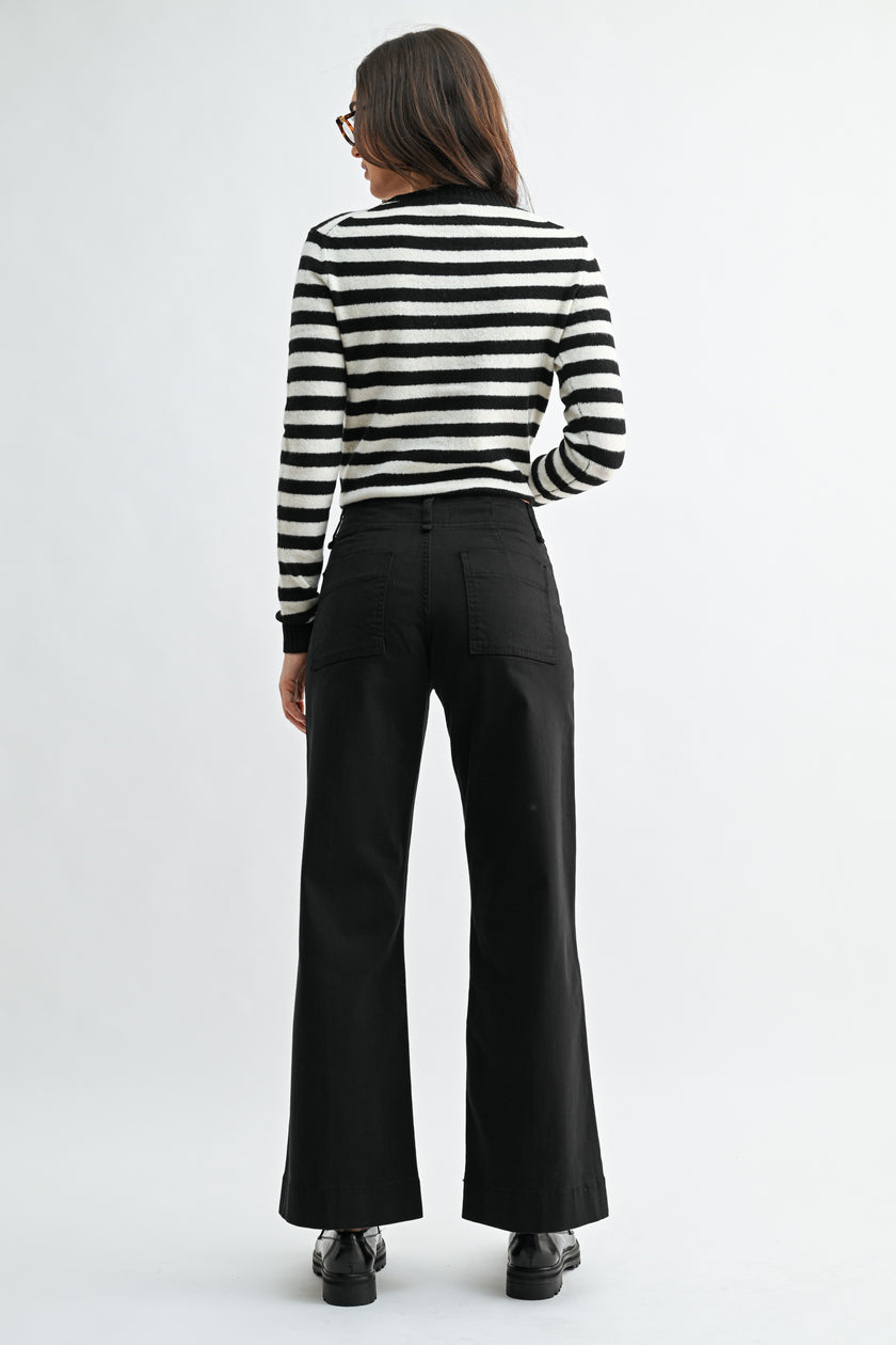 TWILL WIDE LEG TROUSER PANT