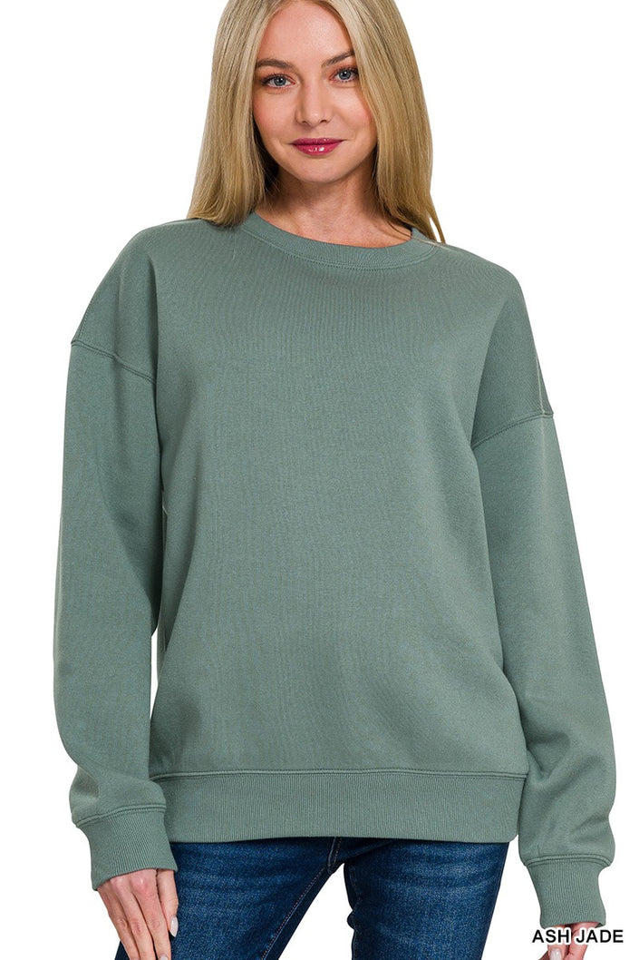 Fleece Crewneck Pullover Sweatshirts ash jade