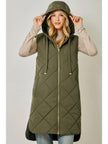Yvonne Puffer  Quilted Long Hoodie Vest