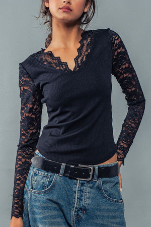 Laced Up LS Top black front