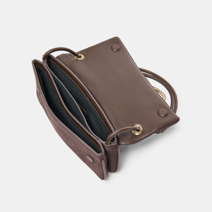 Balen Suede Shoulder Bag | Chocolate inside