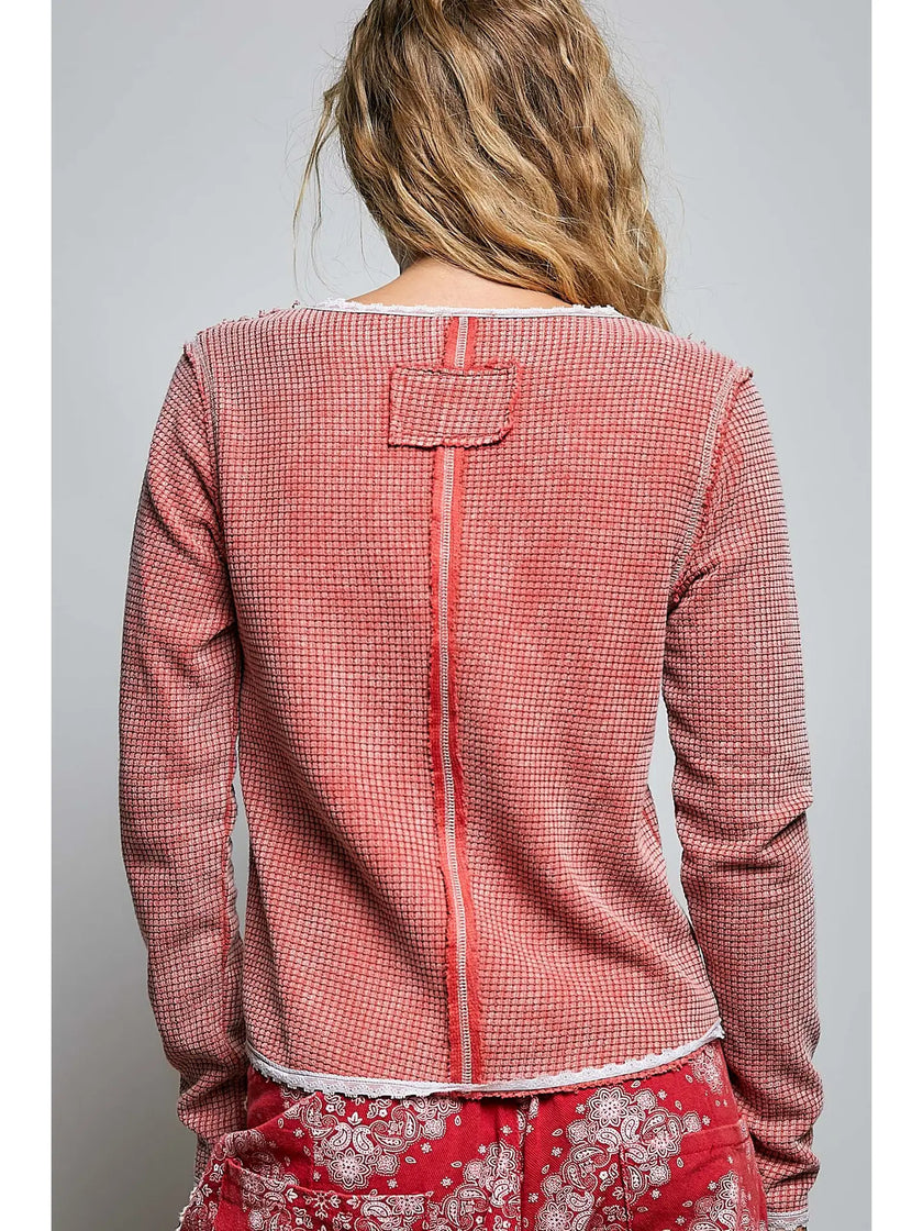 Bobbi Vintage Overlock Trim Knit Top
