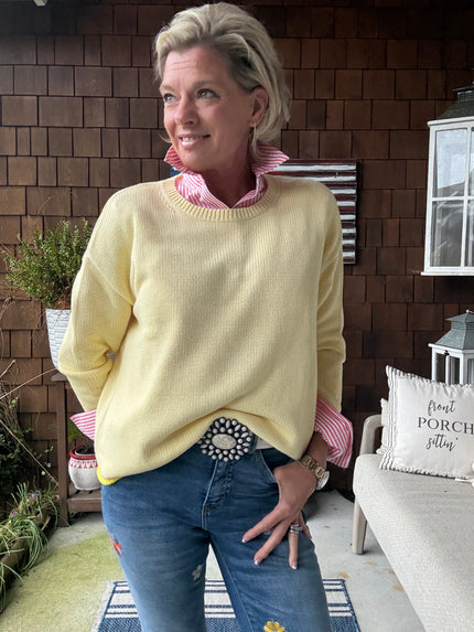 Ella Bottom Detail Sweater butter front
