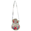 Metallic Melody Flower and Wings Guitar Crossbody Handbag front with strap