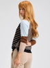 Womens Thin Stripe Sweater W Wide Stripe Sleeve