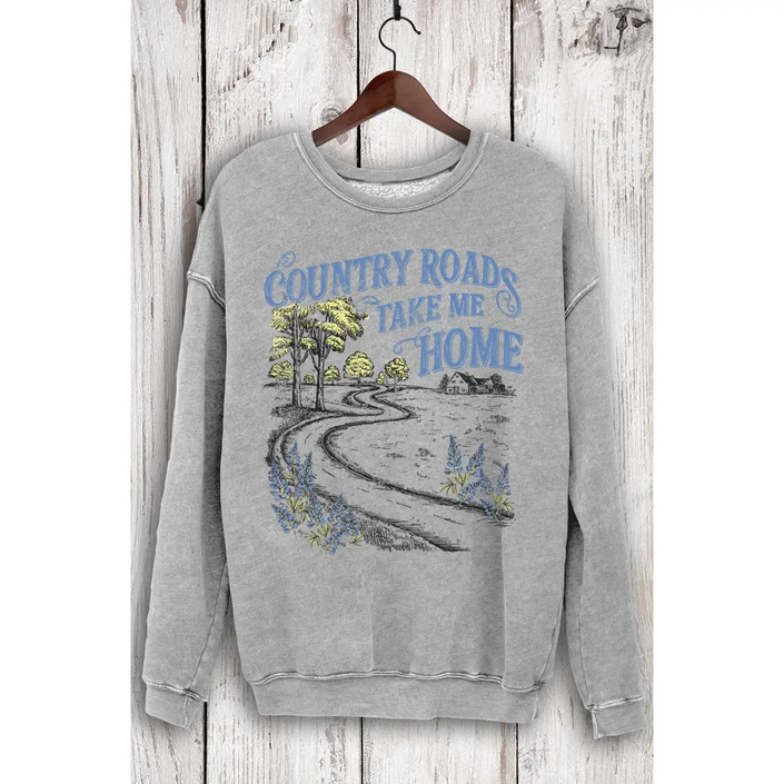 Country Roads Sweatshirt heather grey-front