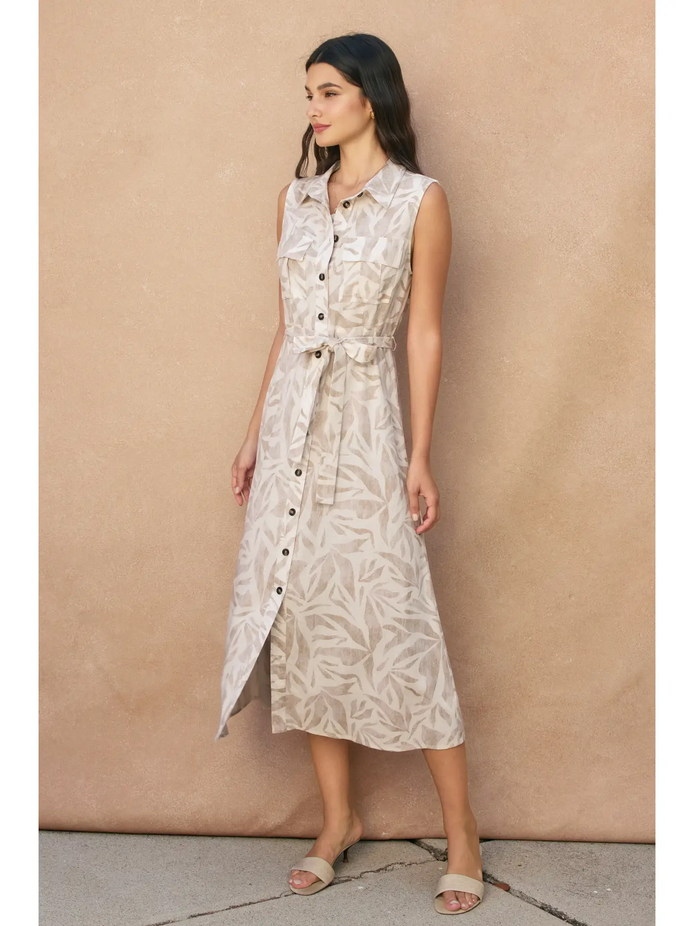 Driftwood Dreams Sleeveless Shirt Dress front/side