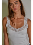Ginny Seamless Ribbed Tank Top W Lace Trim