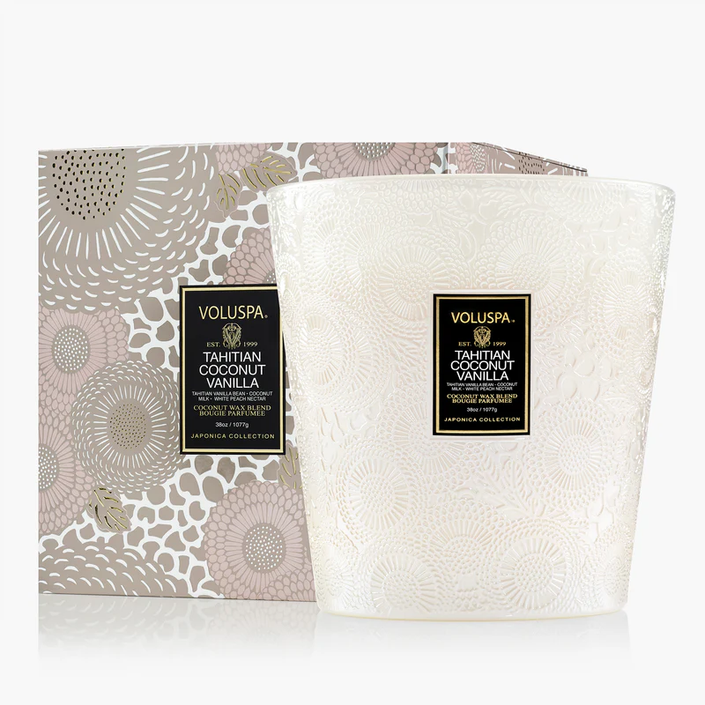 Tahitian Coconut Vanilla 3 Wick Hearth with packaging