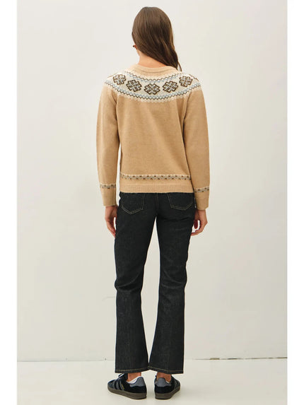 Mia Nordic Wool Blend Button Up, taupe-back