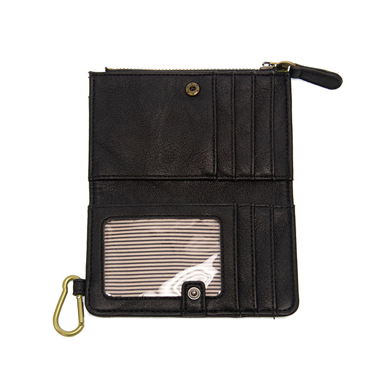 Bobbie Bifold Wallet with Carabiner black open