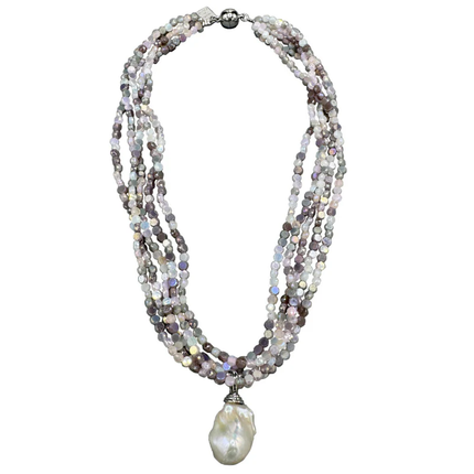 191-26-S | 5-Strand Mix Mauve Crystals W/ Wild Pearl Drop