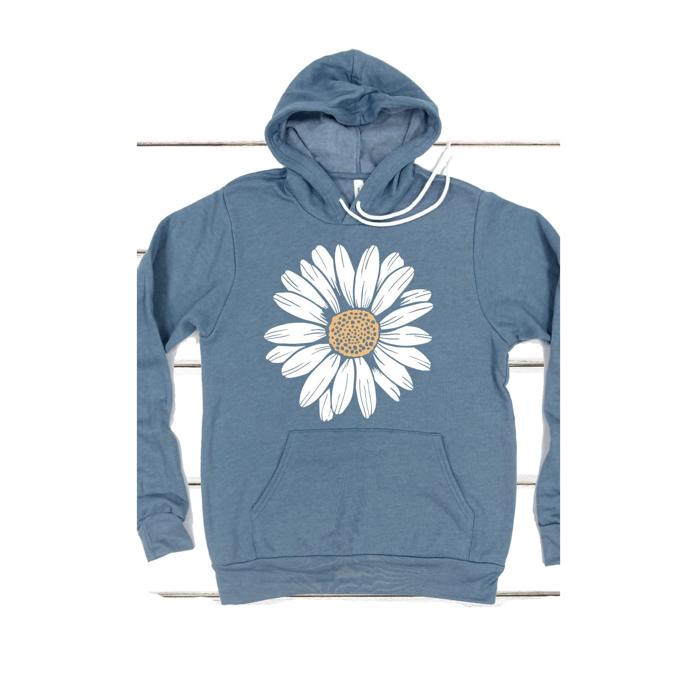 Blooming Daisy Graphic Hoodie blue heather slate