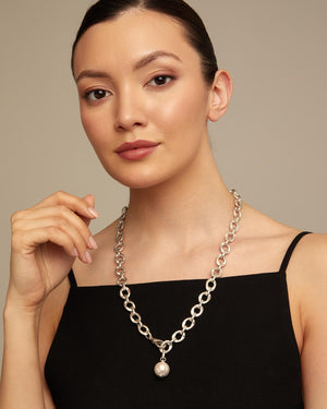 Sterling silver-plated necklace with oval links