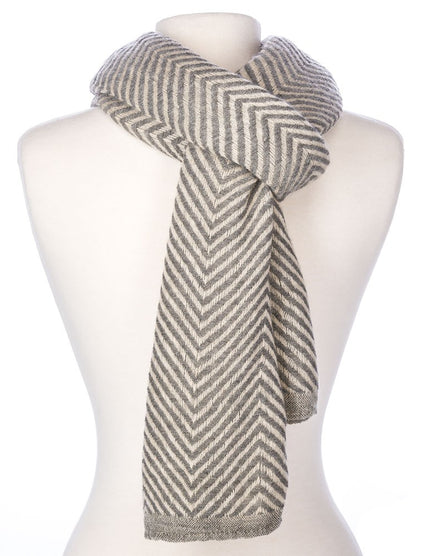 Stockholm Chevron Stripes Winter Scarf - Grey