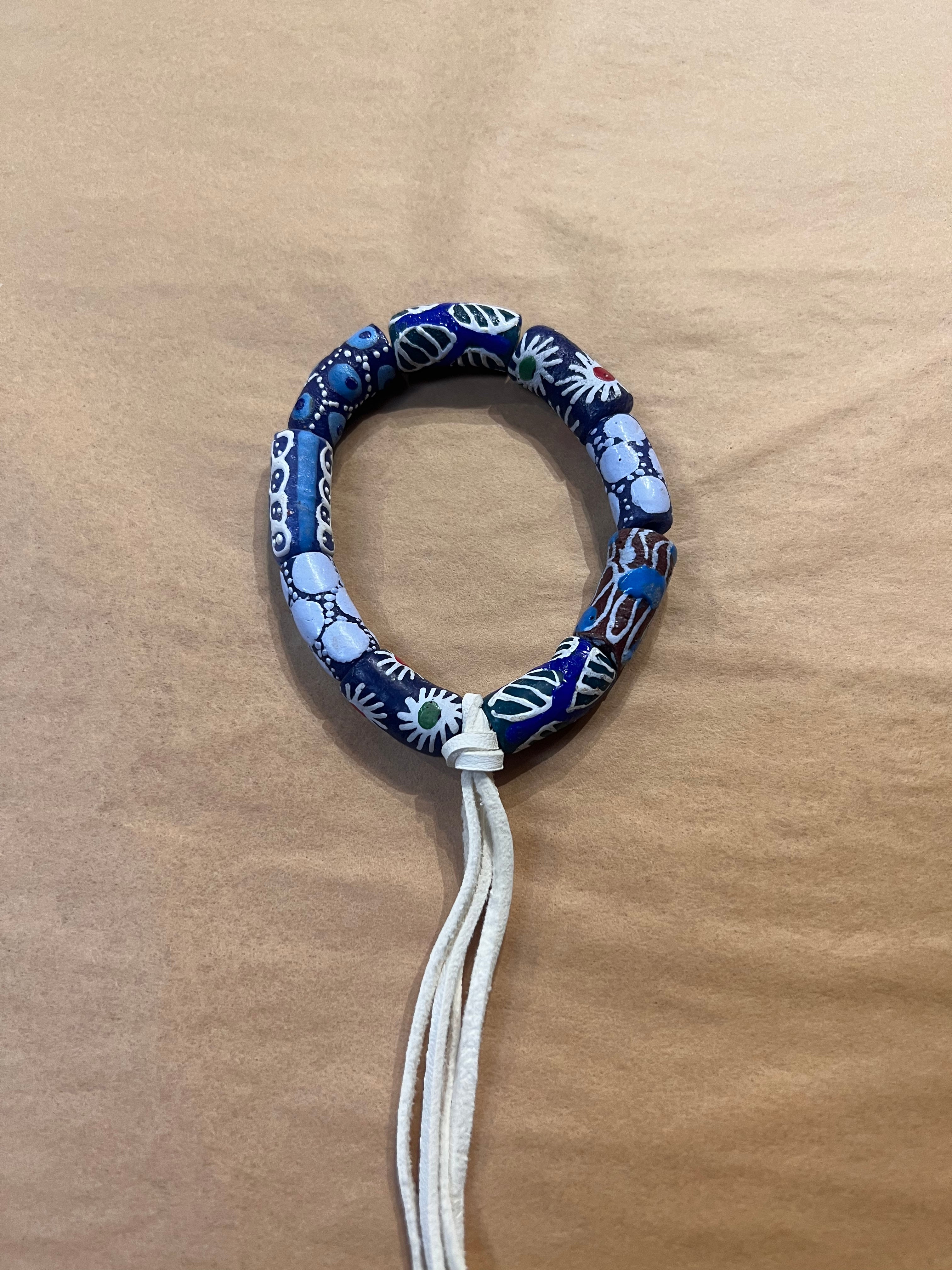 Leather Bracelet With Hand Painted Glass Beads 5