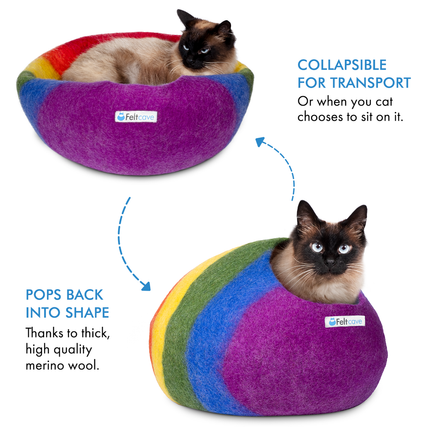 Feltcave Medium Cat Bed Cave - Rainbow both