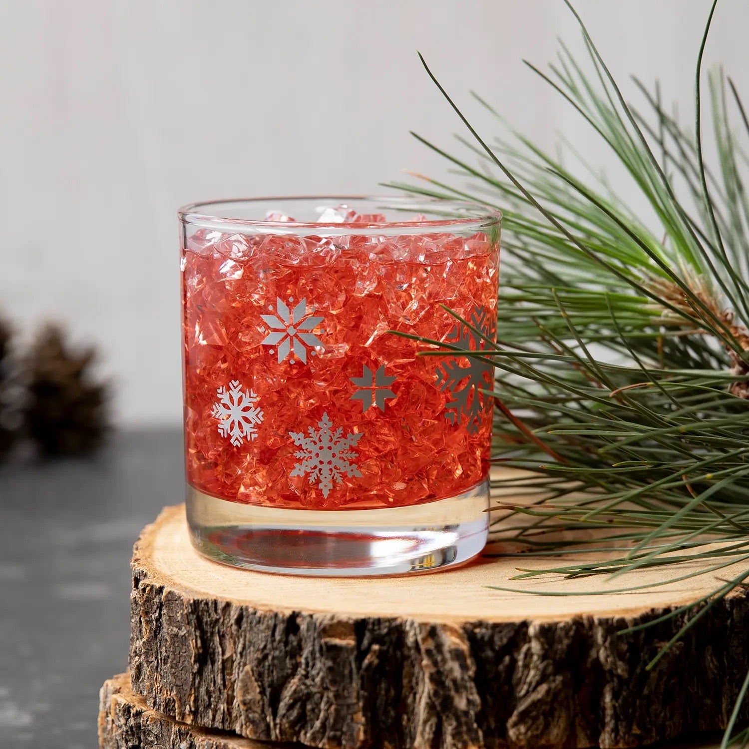Snowflake Whiskey Glass Filled