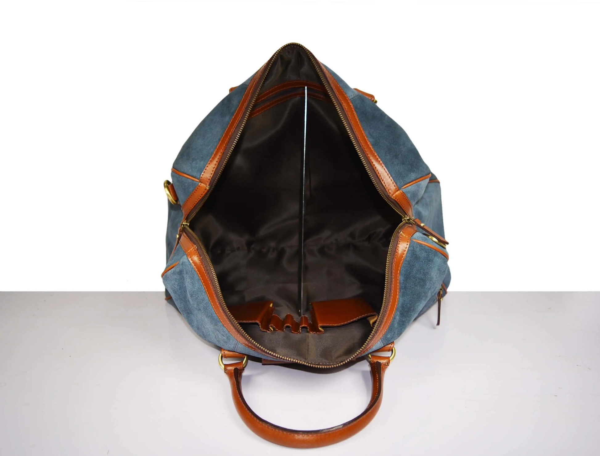 Canvas Weekender Bag over Night Travel - Blueish grey Open Top