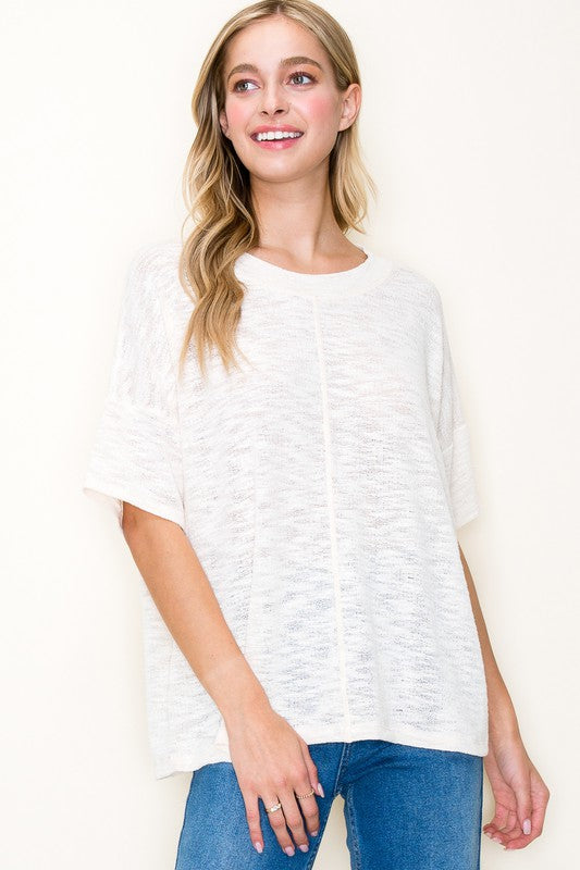 Olivia Half Sleeve Solid Top | Cream