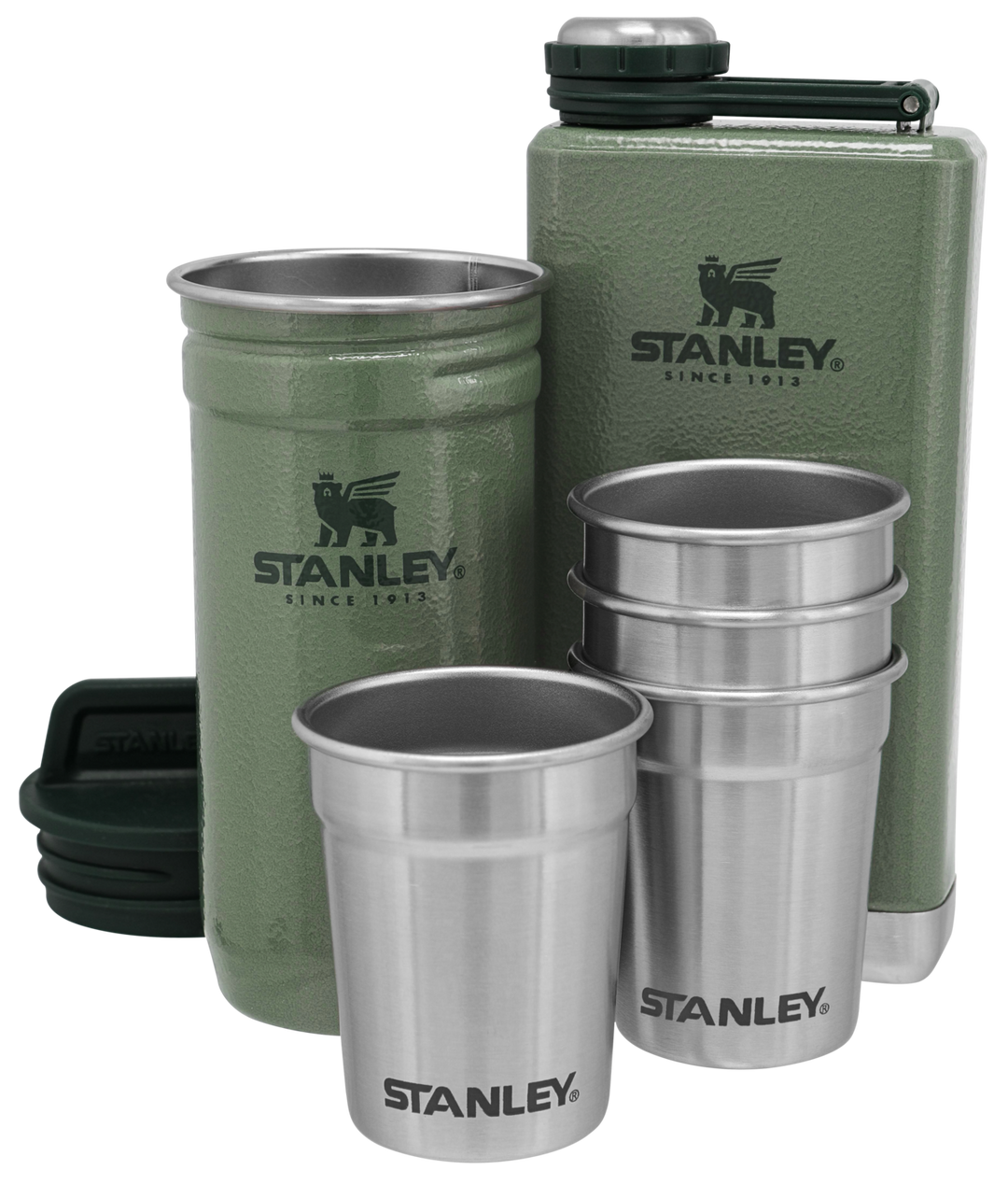 Stanley Adventure Pre-Party Shot Glass & Flask - Green display