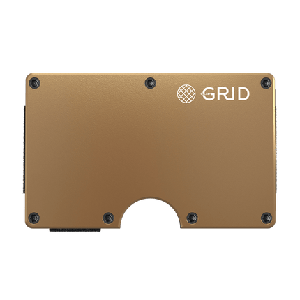 The Minimalist Grid Wallet - Gold Aluminum front