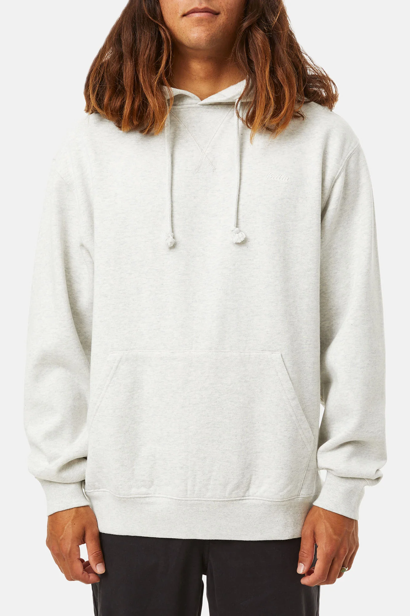 Katin EMB. Hood Fleece Sweatshirt - Heather Gray model front