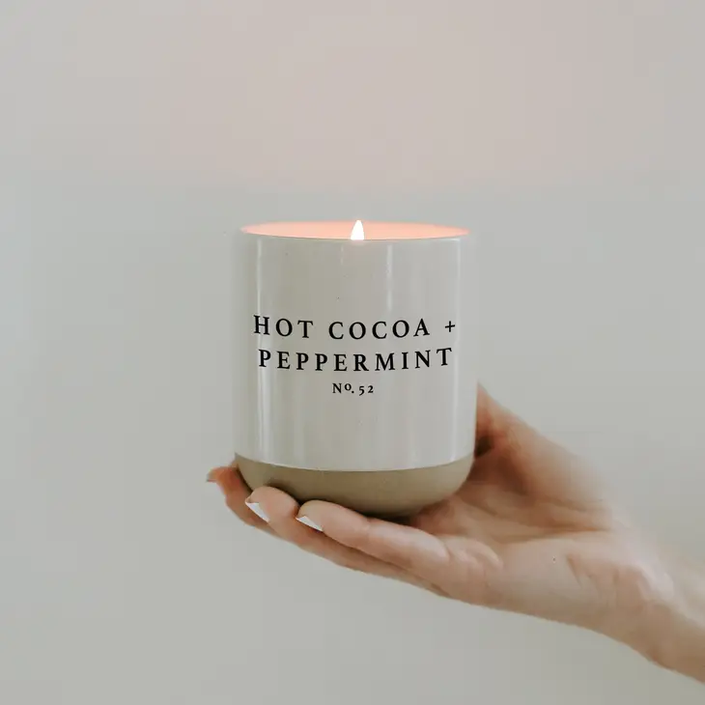 Sweet Water Decor Stoneware Soy Candle - Hot CoCo & Peppermint