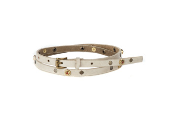 Brave 3222 Aki Skinny Studded Belt - Bone