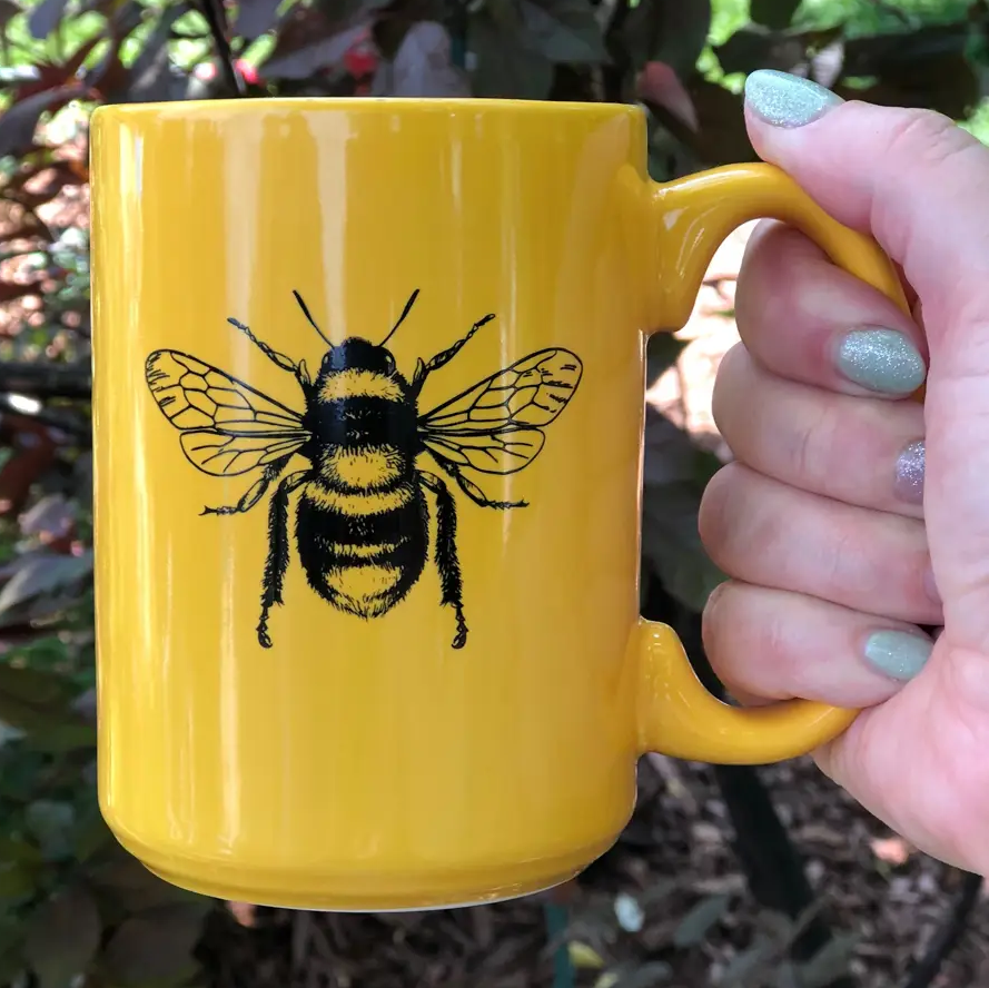 Cute Yellow Bee Coffee Mug Pose 1