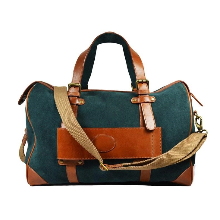 Canvas Weekender Bag over Night Travel - Green Front