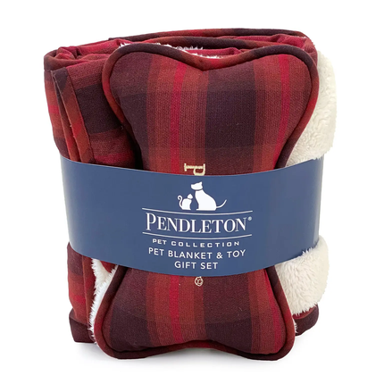 Pendleton Plaid Throw + Bone Combo Red Ombre Plaid