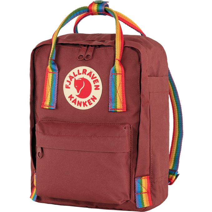 Fjallraven Kanken Rainbow Mini Backpack - Ox Red Rainbow profile