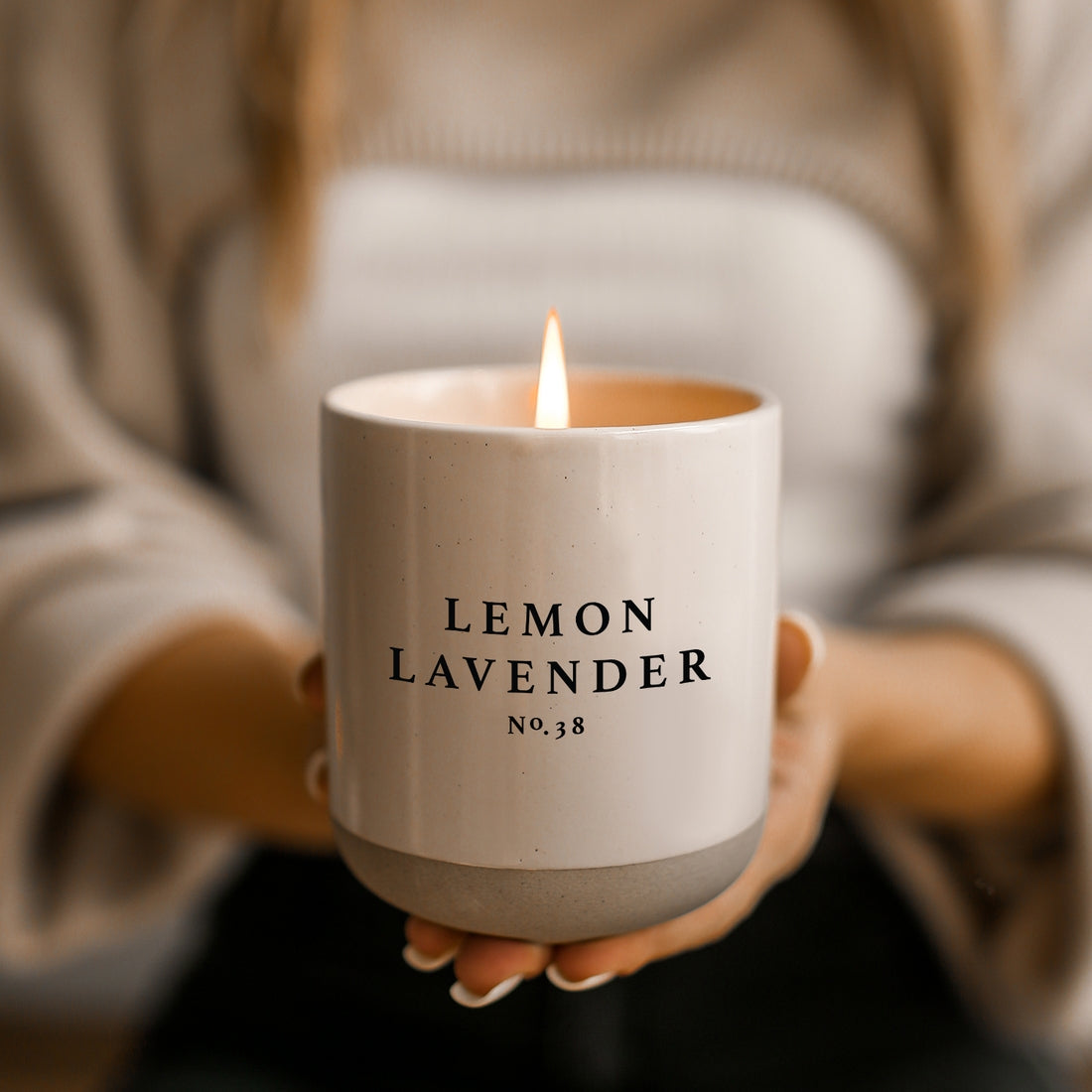 Sweet Water Decor Stoneware Soy Candle - Lemon Lavender front