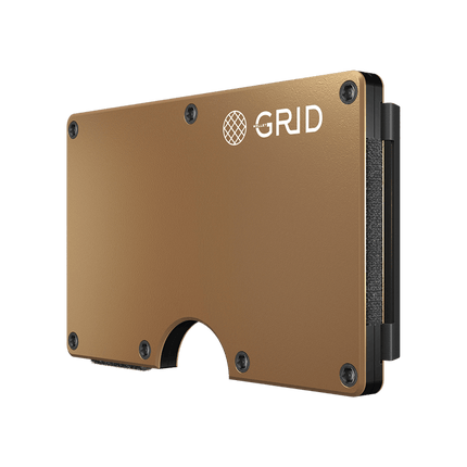 The Minimalist Grid Wallet - Gold Aluminum side