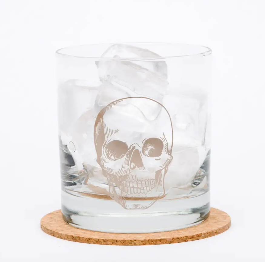 Silver Skull Rocks Glass