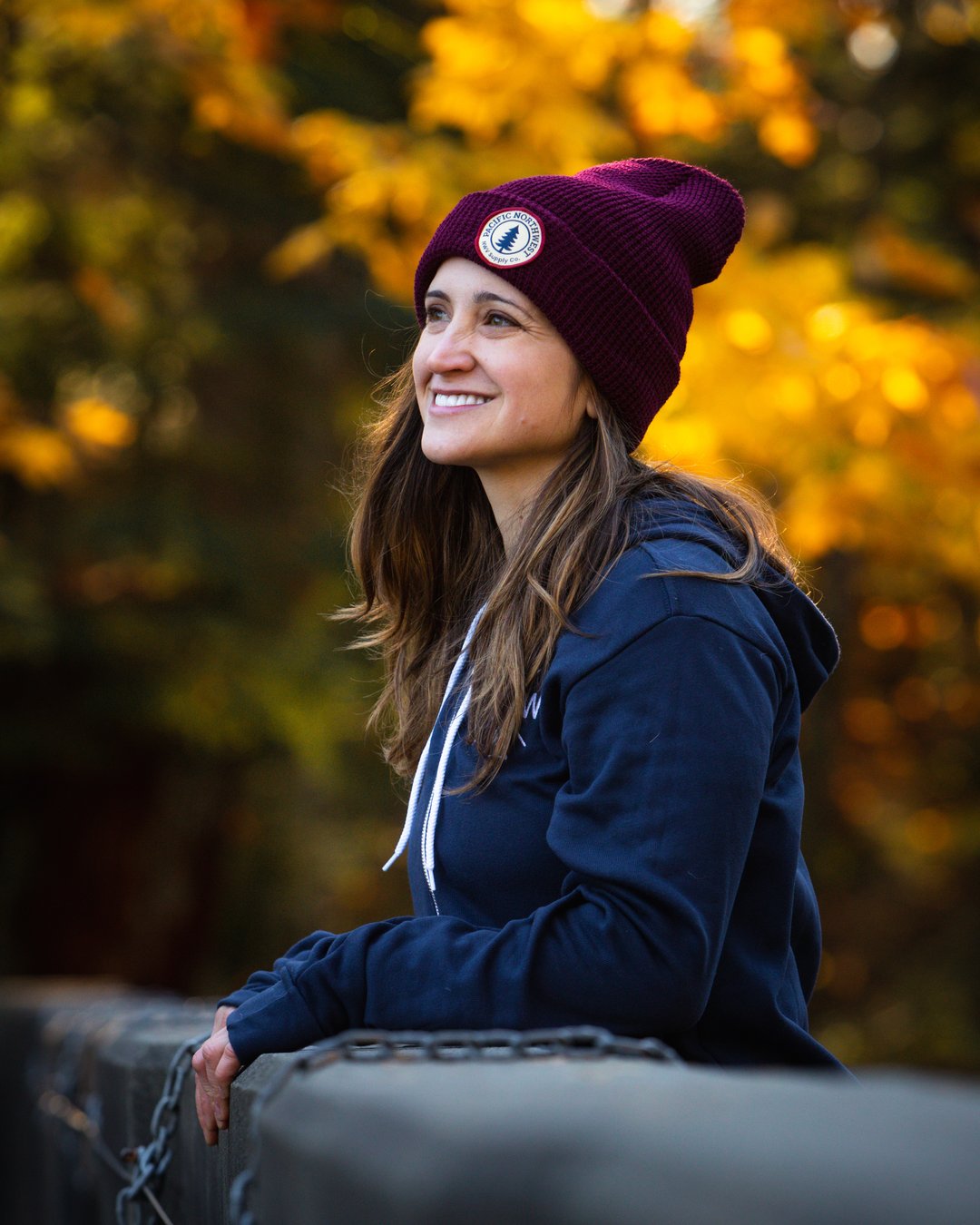 NW Vibes Cannon Beanie - Maroon pose